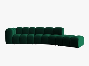 COLTAR SEMIROTUND LUPIN, DREAPTA, 5 LOCURI, 335 CM, VERDE SMARALD 7, TAPITERIE DIN CATIFEA, DESIGN DEOSEBIT