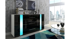 COMODA ALBA/NEAGRA CU LED SI TELECOMANDA NEW YORK - DESIGN MODERN