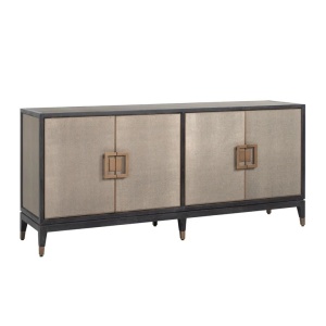 COMODA BLOOMVILLE, 193 CM, BEJ/NEGRU/AURIU ANTICHIZAT, DIN FURNIR DE STEJAR,PIELE ECO SI METAL, RICHMOND INTERIORS