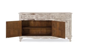 COMODA/BUFET 175CM, ALB ANTICHIZAT, DIN LEMN DE MANGO, MODEL DEOSEBIT - Img 3