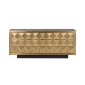 COMODA ELEGANTA, COLLADA 3 USI, AURIU ANTICHIZAT, METAL, LEMN/MDF, RICHMOND INTERIORS