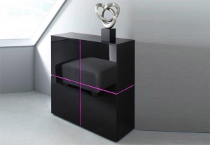 COMODA NEAGRA CU LED SI TELECOMANDA CUBE 02 - DESIGN MODERN