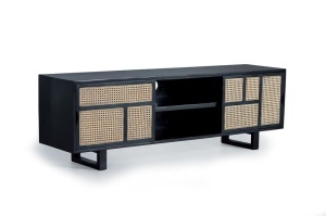 COMODA TV 1114, NEGRU, DIN LEMN DE MANGO, STIL VINTAGE G&C - Img 3