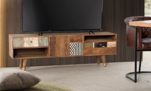 COMODA TV AMELIA 6129, MULTICOLORA, DIN LEMN DE MANGO CU DIFERITE FINISAJE, STIL INDUSTRIAL G&C