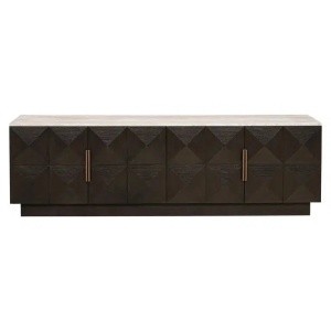 COMODA TV CLAREMONT, 196 CM, CREM/MARO, DIN LEMN DE STEJAR SI MARMURA, RICHMOND INTERIORS - Img 2