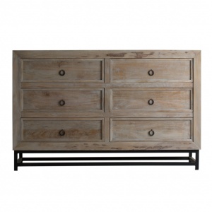 COMODA USTKA REF. 23885, CULOARE NATURALA, STIL INDUSTRIAL, DIN LEMN MASIV DE MANGO SI FIER, VIC