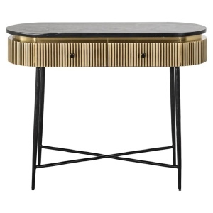 CONSOLA IRONVILLE, 100 CM, NEGRU/AURIU, DIN MDF, MARMURA SI METAL, RICHMOND INTERIORS - Img 2