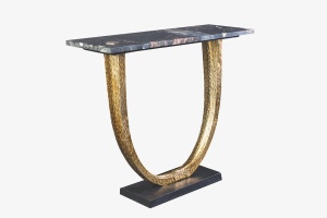 CONSOLA, OMEGA, 80CM, MARMURA NEAGRA SI RAMA AURIE REALIZAT MANUAL, ARTIM GROUP SELECTION - Img 4