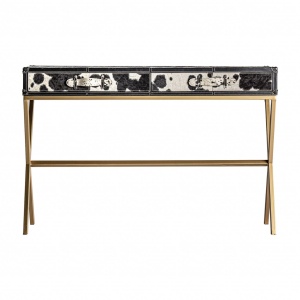 CONSOLA THORP REF. 29487, DIN PIELE, OTEL SI MDF, STIL VINTAGE, VIC