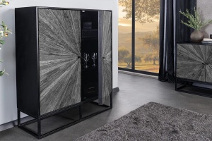 DULAP LIVING 120CM, BARRACUDA, GRI/NEGRU, DIN LEMN MASIV DE MANGO, LEMN DE TEC RECICLAT SI METAL - Img 6