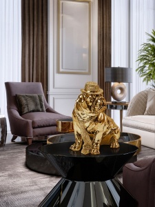 FIGURINA DECORATIVA BULLDOG, 31x30 CM, DIN POLIRASINA, STIL MODERN