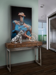 FIGURINA DECORATIVA BULLDOG HAT, 41x44 CM, DIN POLIRASINA, STIL MODERN