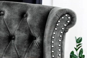 FOTOLIU CHESTERFIELD 105CM, CATIFEA GRI, ASPECT ANTICHIZAT - Img 4