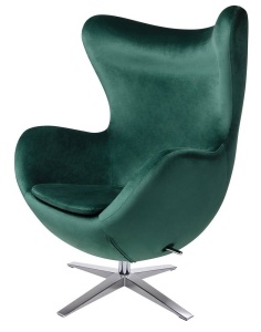 FOTOLIU CONFORTABIL EGG SZEROKI VELVET, VERDE INCHIS 18/CROM, DIN CATIFEA SI METAL, STIL MODERN B2