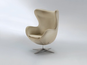 FOTOLIU EGG, 112 CM, BEJ/CROM, TAPITERIE DIN PIELE INTOARSA SI PICIOARE DIN METAL, STIL MODERN - Img 2
