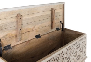 LADA PENTRU DEPOZITARE/CUFAR 1703, ALB ANTICHIZAT, LEMN DE MANGO, STIL VINTAGE G&C - Img 3
