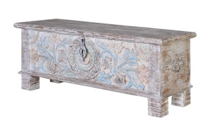 LADA PENTRU DEPOZITARE/CUFAR 6662, MULTICOLOR, DIN LEMN DE MANGO SCULPTAT, STIL VINTAGE G&C - Img 3
