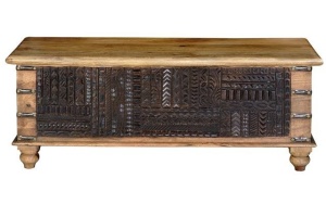 LADA PENTRU DEPOZITARE/CUFAR HUMAIRA, MARO, DIN LEMN DE MANGO SCULPTAT, STIL VINTAGE G&C