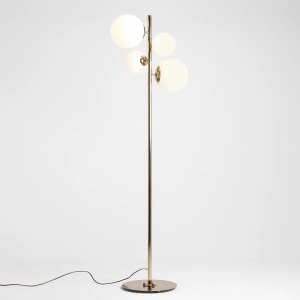 LAMPADAR BLOOM, 4 BRATE, 161 CM, AURIU, DIN STICLA SI METAL, STIL MODERN