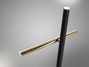 LAMPADAR VARAS, 167 CM, NEGRU MAT/AURIU, DIN METAL SI ACRIL STIL MODERN - Img 3