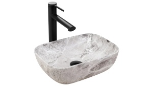 LAVOAR REA BELINDA MINI, STONE, 37 CM, EFECT DE PIATRA GRI MAT, DIN CERAMICA, CALITATE SUPERIOARA - Img 3