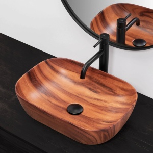 LAVOAR REA BELINDA WOOD, 46,5 CM, MARO MAT, DIN CERAMICA, CALITATE SUPERIOARA - Img 2