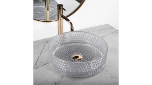 LAVOAR REA CRISTAL, GRI DESCHIS, 35,5 CM, DIN STICLA, CALITATE SUPERIOARA