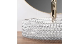 LAVOAR REA CRISTAL, TRANSPARENT, 40 CM, DIN STICLA, CALITATE SUPERIOARA - Img 4