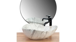 LAVOAR REA DORA, STONE, EFECT DE PIATRA GRI, 51,5 CM, DIN CERAMICA, CALITATE SUPERIOARA - Img 2