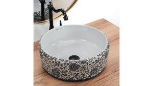 LAVOAR REA FLORISA, 40 CM, ALB/NEGRU, DIN CERAMICA, CALITATE SUPERIOARA - Img 4