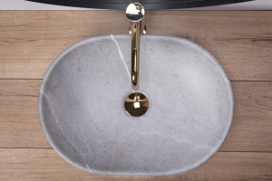 LAVOAR REA LARA, EFECT DE PIATRA GRI, 48,5 CM, DIN CERAMICA, CALITATE SUPERIOARA - Img 3