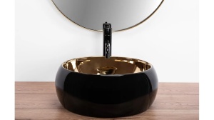 LAVOAR REA LUNA, 40 CM, AURIU/NEGRU MAT, DIN CERAMICA, CALITATE SUPERIOARA - Img 2