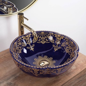 LAVOAR REA MARINA, 42,5 CM, ALBASTRU/AURIU, DIN CERAMICA, CALITATE SUPERIOARA