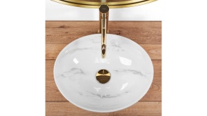LAVOAR REA SOFIA, NATURE MARBLE, EFECT DE MARMURA ALBA, 41 CM, DIN CERAMICA, CALITATE SUPERIOARA - Img 3