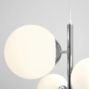 LUSTRA BLOOM, 4 BRATE, 120 CM, CROM, DIN STICLA SI METAL, STIL MODERN - Img 4
