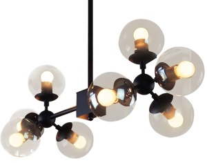 LUSTRA CU 8 BECURI APP249-8C, 82x30 cm, NEGRU, DIN METAL, STIL MODERN, TU