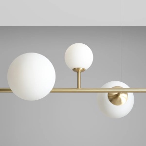 LUSTRA DIONE, 6 BRATE, 110 CM, ALAMA, DIN STICLA SI METAL, STIL MODERN