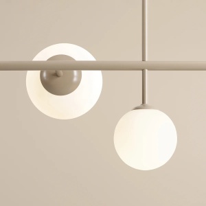 LUSTRA DIONE, 6 BRATE, 110 CM, BEJ, DIN STICLA SI METAL, STIL MODERN - Img 4