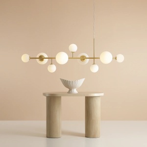 LUSTRA DIONE, 9 BRATE, 200 CM, ALAMA, DIN STICLA SI METAL, STIL MODERN - Img 3