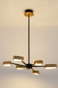 LUSTRA GALAXIA, NEGRU/AURIU, DIN METAL SI PLEXIGLASS OPAL, STIL MODERN, B2