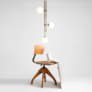 LUSTRA HARMONY, 3 BRATE, 113 CM, AURIE, DIN STICLA SI METAL, STIL MODERN - Img 4