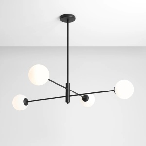 LUSTRA HOMME, 4 BRATE, 55 CM, NEAGRA, DIN STICLA SI METAL, STIL MODERN