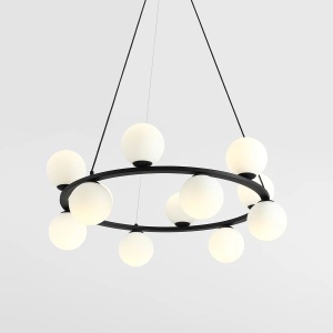 LUSTRA KRONE, 12 BRATE, 110 CM, NEGRU/ALB, DIN STICLA SI METAL, STIL MODERN
