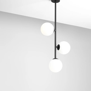 LUSTRA LIBRA, 3 BRATE, 83 CM, NEAGRA, DIN STICLA SI METAL, STIL MODERN