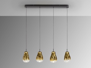 LUSTRA/PLAFONIERA ALEDIS, 40/220 CM, NEGRU MAT/AURIU, DIN METAL SI STICLA, DESIGN MODERN - Img 3