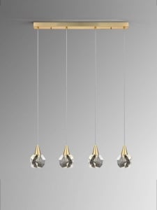 LUSTRA/PLAFONIERA AQUARIA, 79 CM, AURIU MAT/TRANSPARENT, DIN METAL SI STICLA, STIL MODERN