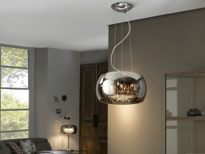 LUSTRA/PLAFONIERA ARGOS, 40 CM, CROM/TRANSPARENT, DIN METAL SI STICLA, STIL MODERN