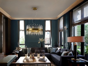 LUSTRA/PLAFONIERA GRACE, 55 CM, AURIU PERIAT/TRANSPARENT, DIN METAL SI STICLA, STIL MODERN - Img 2
