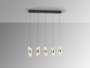 LUSTRA/PLAFONIERA ILIADA, 96 CM, NEGRU MAT/AURIU, DIN METAL SI ACRIL, STIL MODERN - Img 2