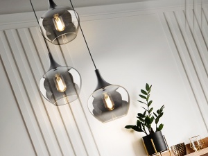 LUSTRA/PLAFONIERA OPAZ, 44CM, NEGRU MAT/FUMURIU, DIN METAL SI STICLA, STIL MODERN - Img 2